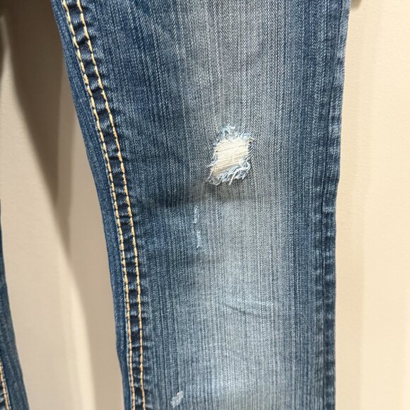 MEK DENIM LOW RISE BOOTCUT 25 Women's Denim Jeans Distressed Western Y2K Blue - Picture 7 of 12